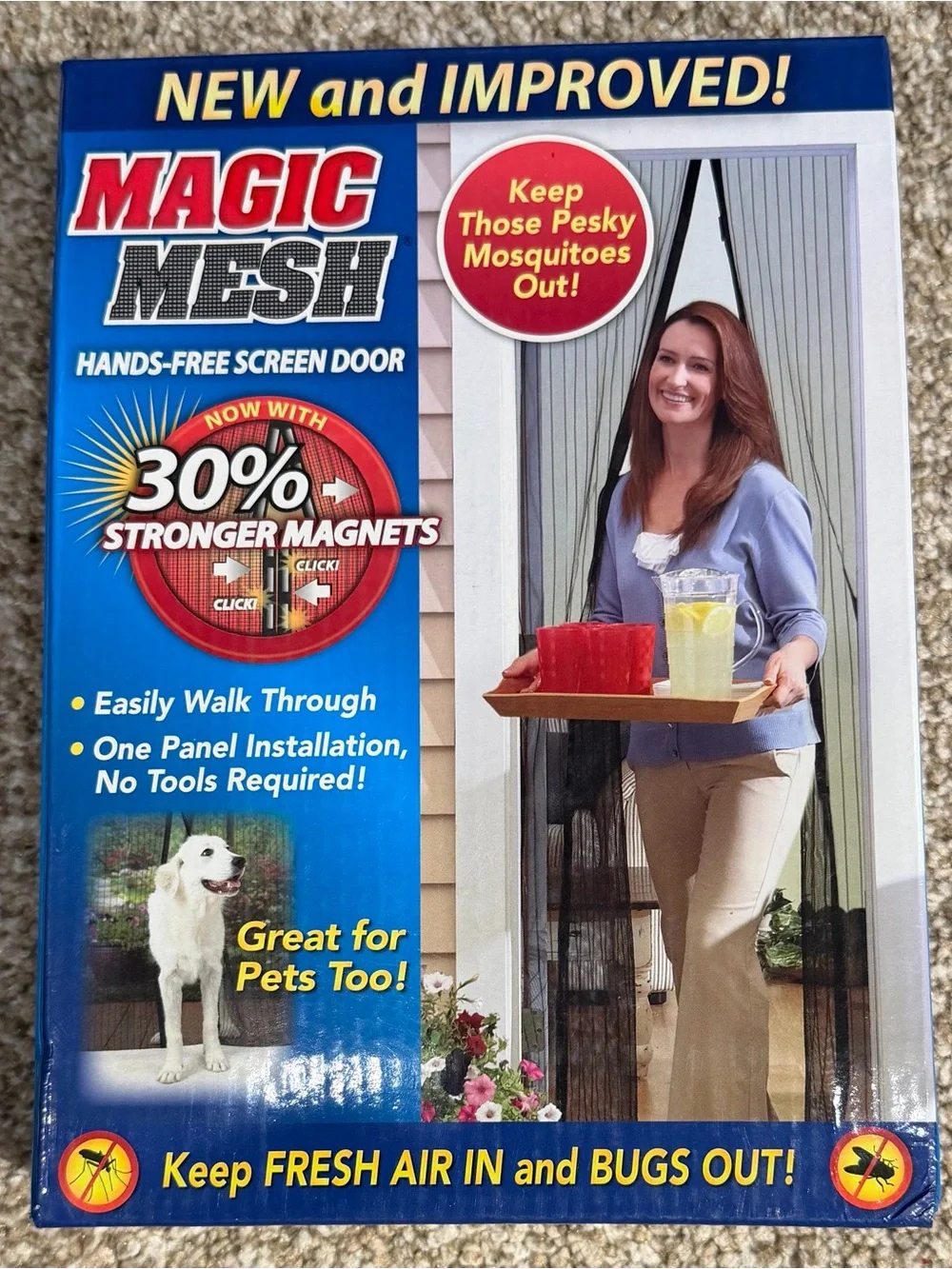 Magic Mesh Hands-Free Screen Door with Magnets, 83 in x 39 in, New in Box